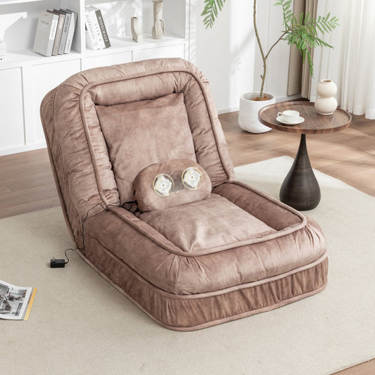 Oversized Velvet Floor Sofa Bed – 5 Adjustable Positions, Massage Pillow, 350 lb Capacity