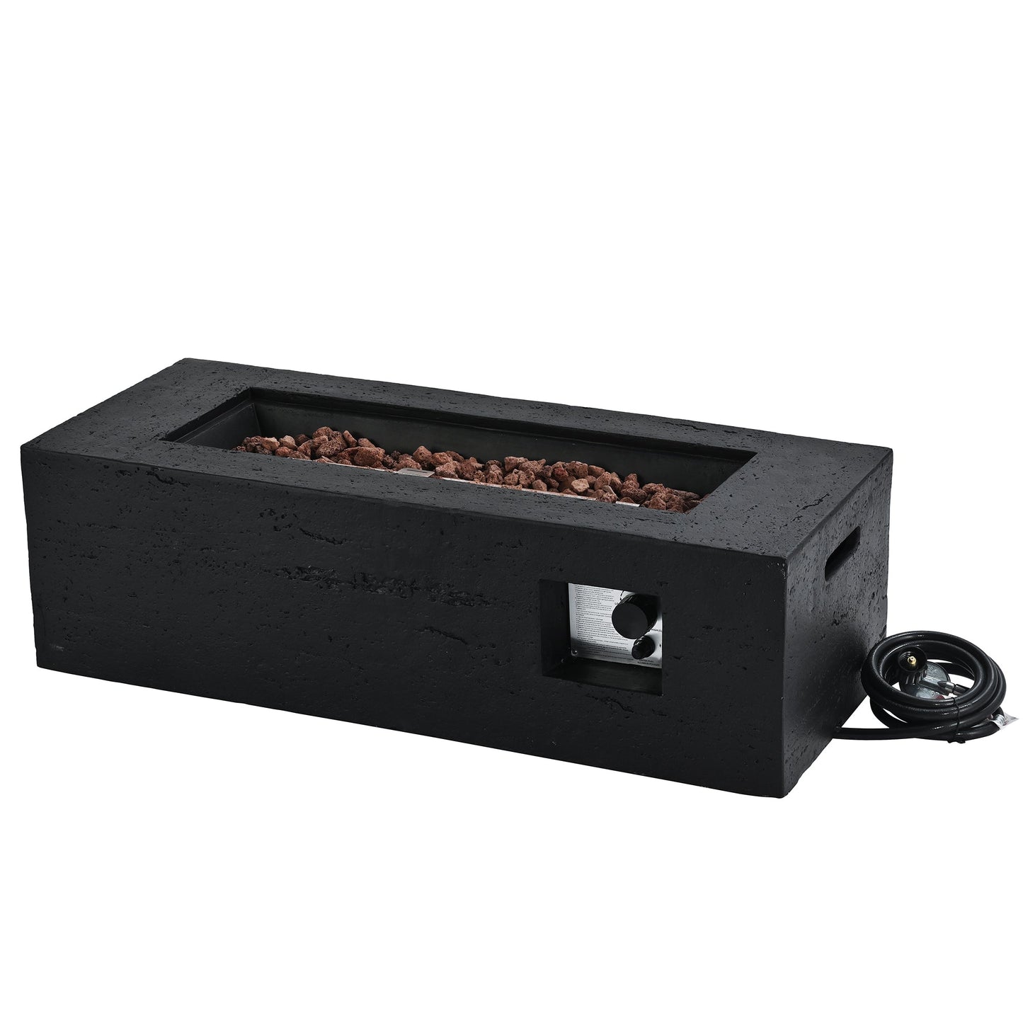 Rectangular Propane Fire Pit 40000 BTU 41.9" Black Gray MGO