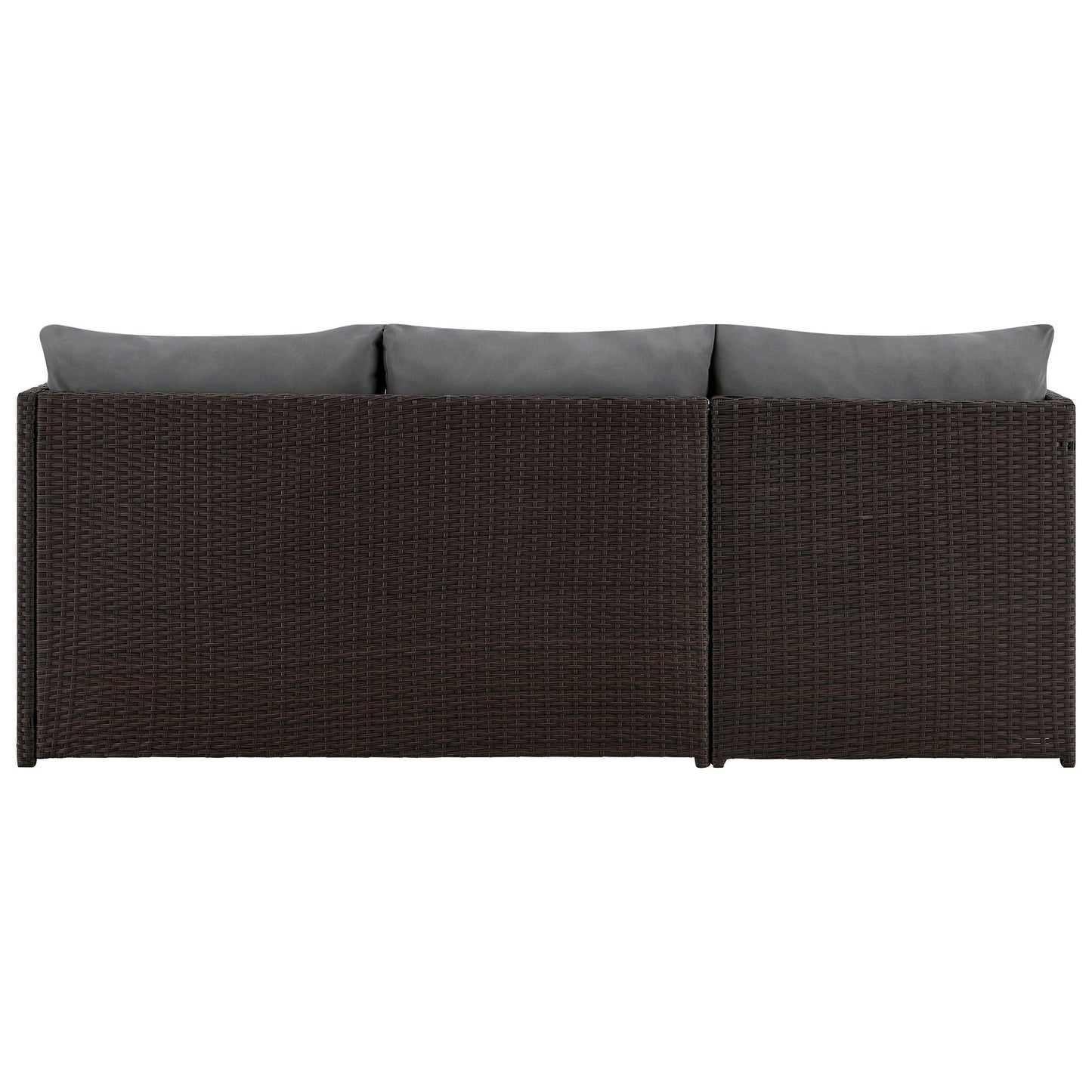 Outdoor Patio Set PVC Rattan Steel Brown Gray 3 Piece with Chaise