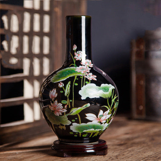 Small Black Pottery Bud Vases – Chinese‑Style Ceramic Ornaments (14 Designs)