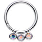 16G 3/8 Aurora Gem Stainless Steel Trio Hinged Segment Ring