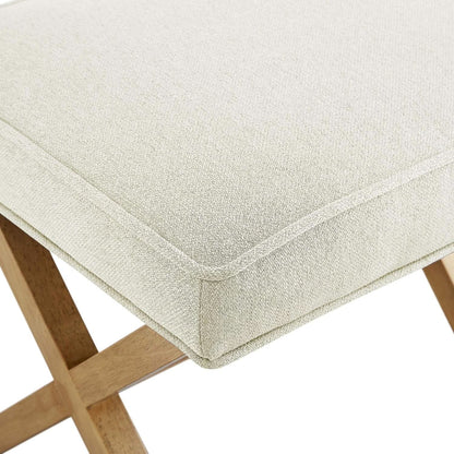 Small Ivory Upholstered Ottoman Footrest With Xframe