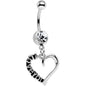 Clear Gem Lovely Language I Love You Hollow Heart Dangle Belly Ring