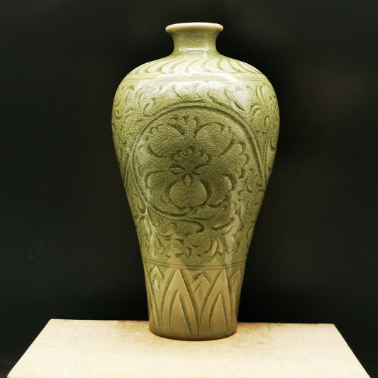 Hand-Carved Plum Blossom Porcelain Vase – Antique Style