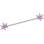 14G Pink CZ Gem Pimpernel Flower Ends Industrial Barbell 40mm