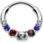 16G 9mm Red Clear Blue Gem All American Simple Septum Clicker
