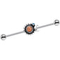Clear Gem Orange Faux Opal Moon Spun Sun Industrial Barbell 38mm