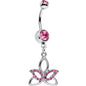 Pink Gem Live in the Light Lotus Flower Dangle Belly Ring