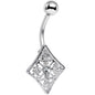 Clear Gem Floral Fiesta Art Deco Square Belly Ring