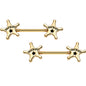 14G 5/8 Gold Plated Steel Sheriffs Badge Nipple Barbell Set