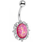 Pink Faux Opal Who Could Be So Fair Frame Belly Ring