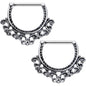 14G 1/2 Steel Tribal Heart Filigree Nipple Clicker Set