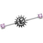 14G Pink CZ Steel Celestial Sun and Moon Industrial Barbell 38mm