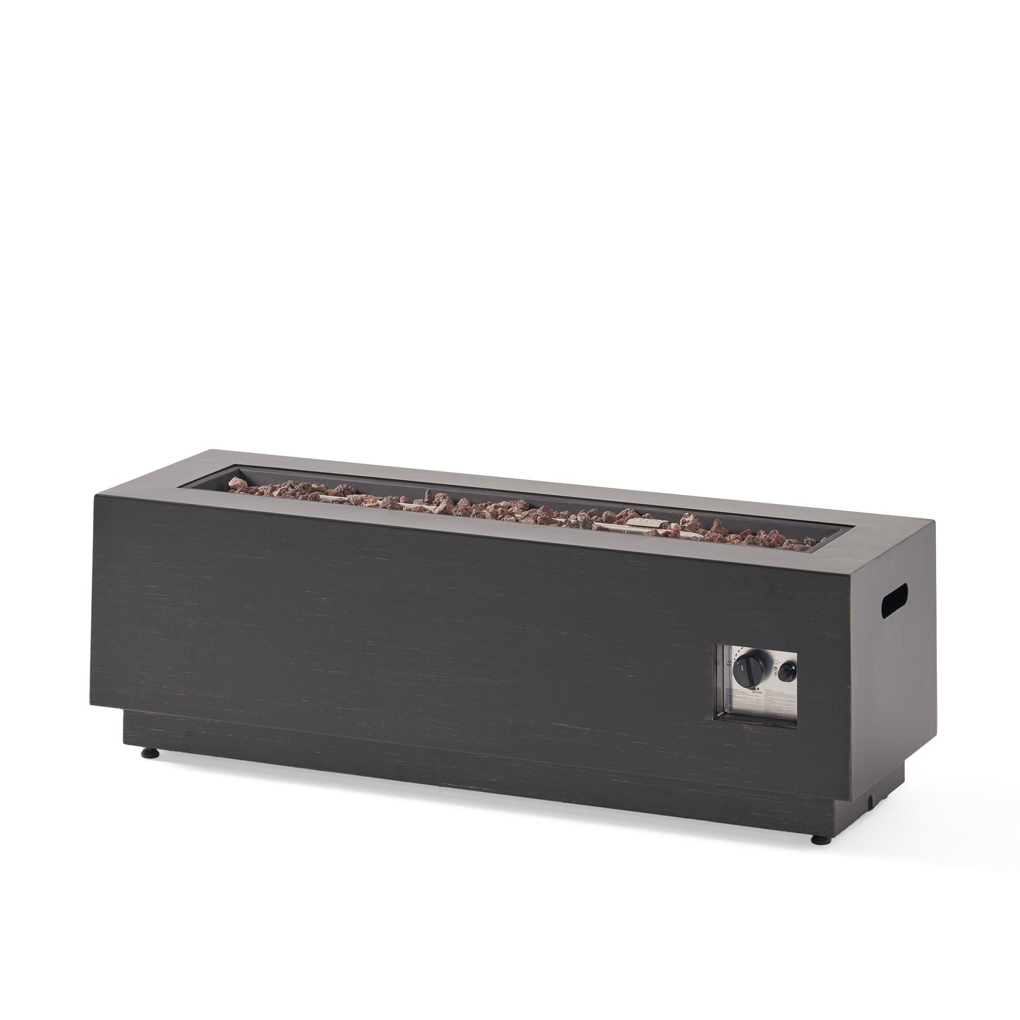 Modern 40 in Outdoor Iron Propane Fire Pit, 50,000 BTU, Sleek Design, Dark Brown