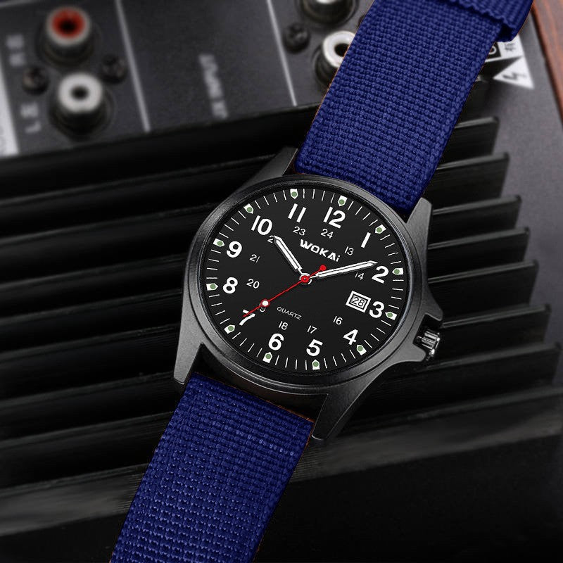 Sporty Nylon Strap Mens Quartz Watch Minimalist Design