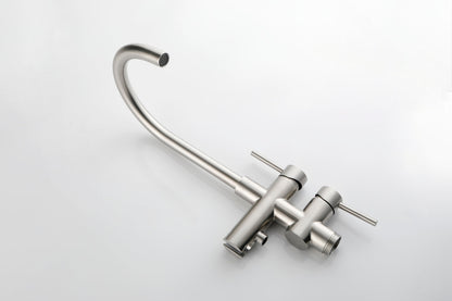 Floor Mounted Tub Faucet High Flow Freestanding Tub Filler with Handheld Shower Swivel