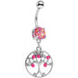 Pink Faux Opal Terra Firma Tree of Life Dangle Belly Ring