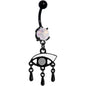 White Faux Opal Black Anodized Mono Eye Dangle Belly Ring