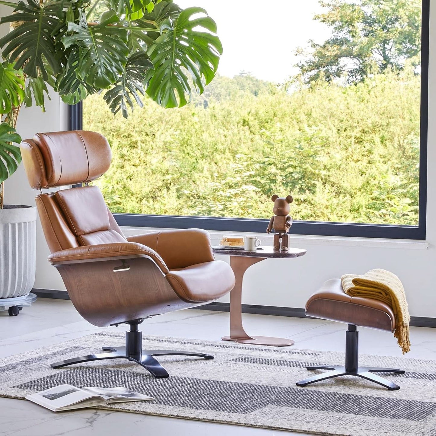 Saddle Leather Adjustable Headrest Reclining Chair