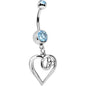 Aqua Gem Twisted Trinity Heart Dangle Belly Ring