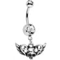 Clear Gem Born to Be Bad Winged Skull Dangle Belly Ring
