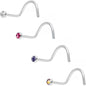 20G Multicolor Nose Screw 4 Pack Created with Crystals