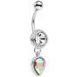 Clear Aurora CZ Gem Simpe Sass Dangle Belly Ring