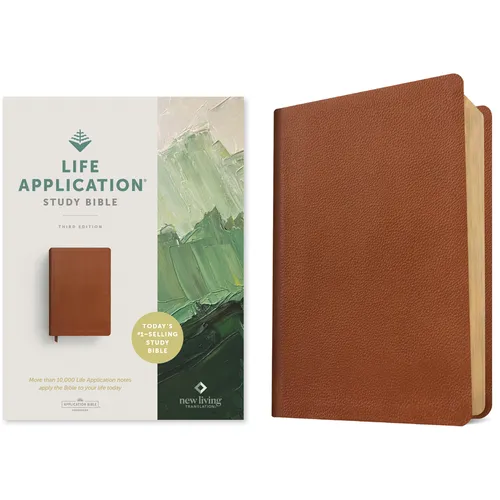 NLT Life Application Study Bible, Third Edition (Genuine Leather, Brown, Red Letter) - Leather