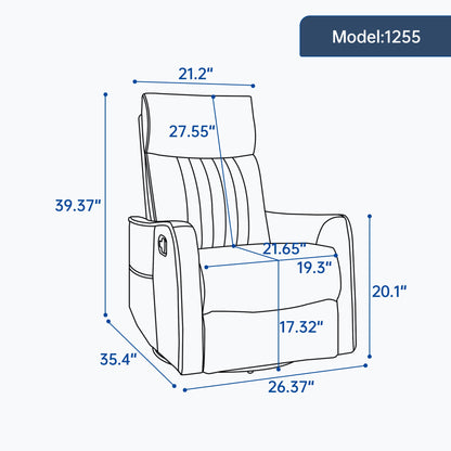 Recliner Chair Swivel Rocker Faux Leather Black Heat Massage