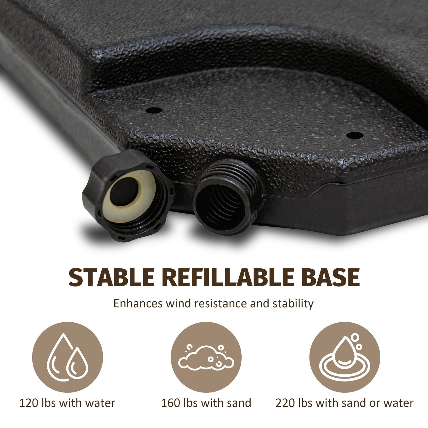 Patio Umbrella Base Offset HDPE Black 4 Panel 220 LB Water or Sand