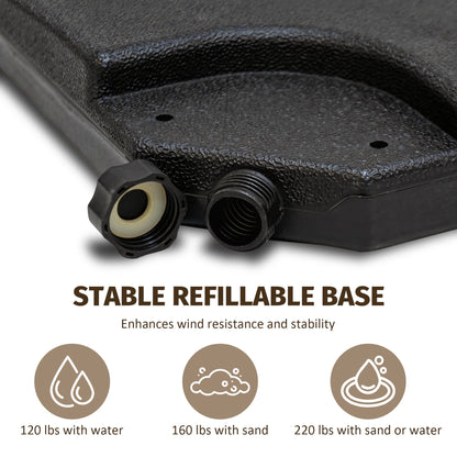 Patio Umbrella Base Offset HDPE Black 4 Panel 220 LB Water or Sand