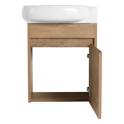 Soft Close Doors Bathroom Vanity With Sink, 16 Inch For Small Bathroom