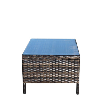Outdoor Sectional Set PE Rattan Steel Brown Beige Cushion 3 Piece 560 LB