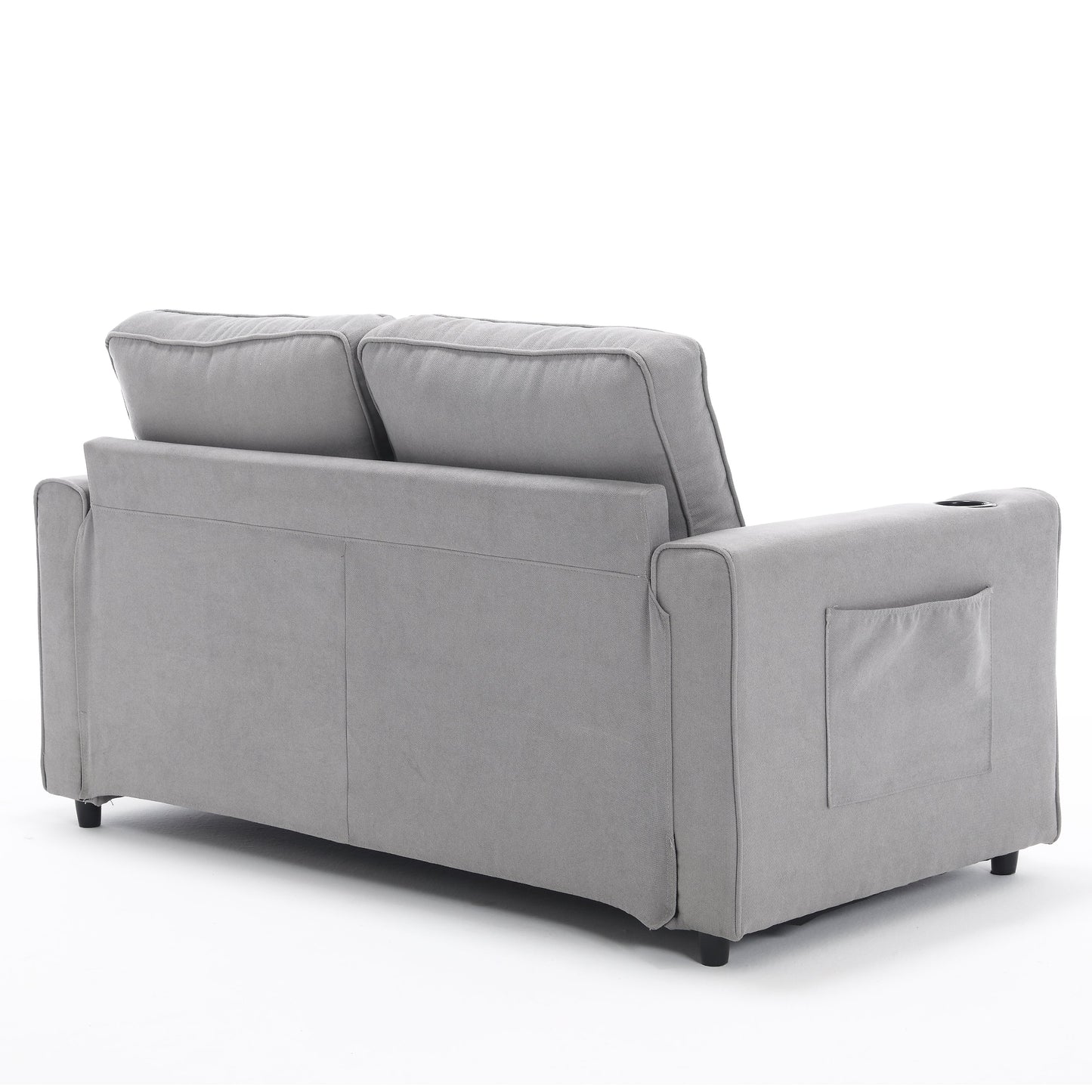 3-in-1 Sofa Bed Futon Tufted Pull-Out Sleeper 55" Light Gray