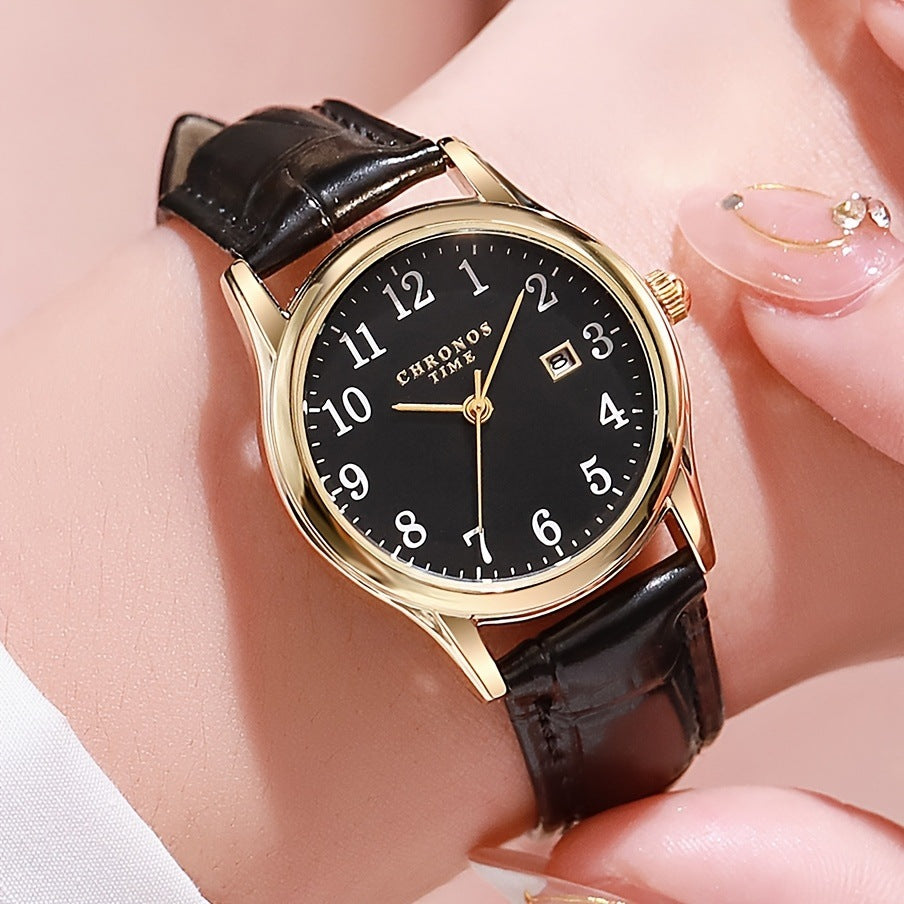 Womens Stylish And Minimalist Digital-dial Calendar Watch