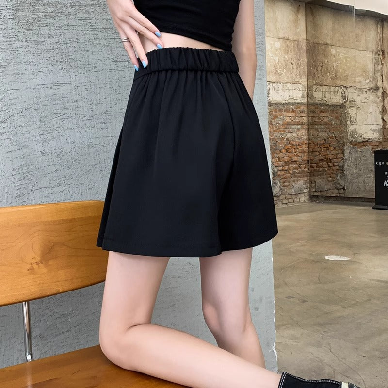 Stretchy High-waisted Pleated Wide-leg Casual Pants That Slim The Figure And Are Versatileperfect As An A-line Hot Pant