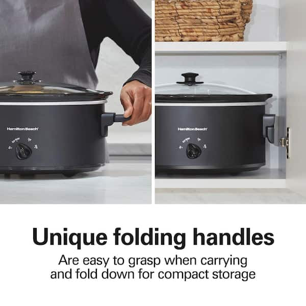 Hamilton Beach 7 qt. Black Slow Cooker with Folding Handles