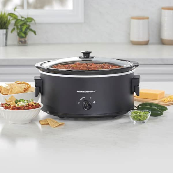 Hamilton Beach 7 qt. Black Slow Cooker with Folding Handles