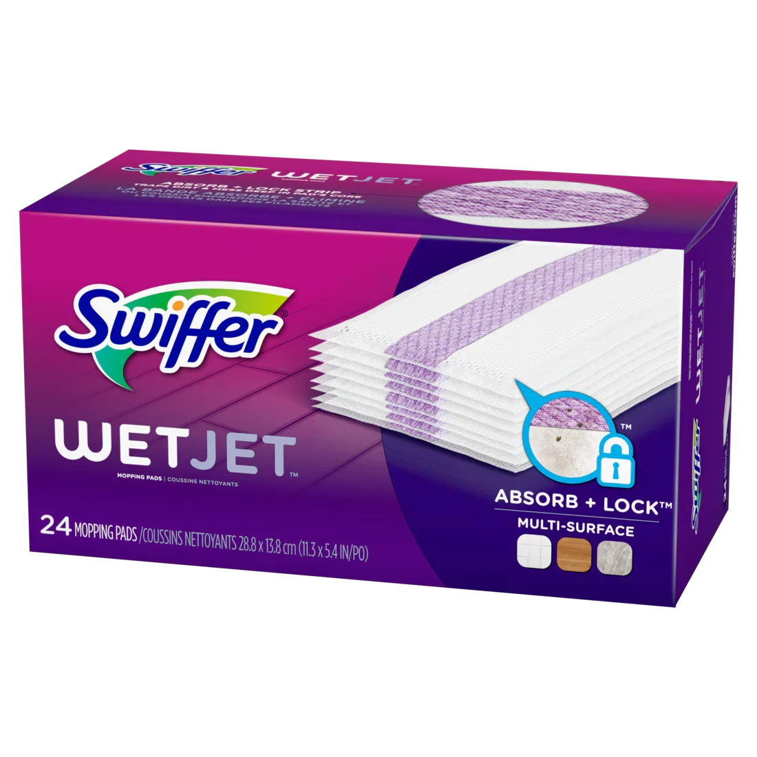 Swiffer Wet Jet Mop Cleaning Pads Refill Floor Cleaner For Mopping Wood Laminate Tile - 24ct