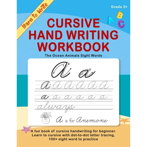 Cursive Handwriting Workbook. The ocean animals sight words: A fun book of cursive handwriting for beginner. Learn to cursive with dot-to-dot letter t - Paperback
