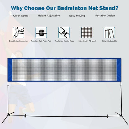 Portable 10 x 5 Feet Beach Badminton Training Net with Carrying Bag