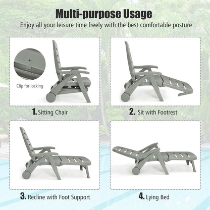 5 Position Adjustable Folding Lounger Chaise Chair