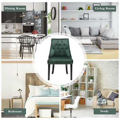 Modern Upholstered Button-Tufted Dining Chair with Naild Trim