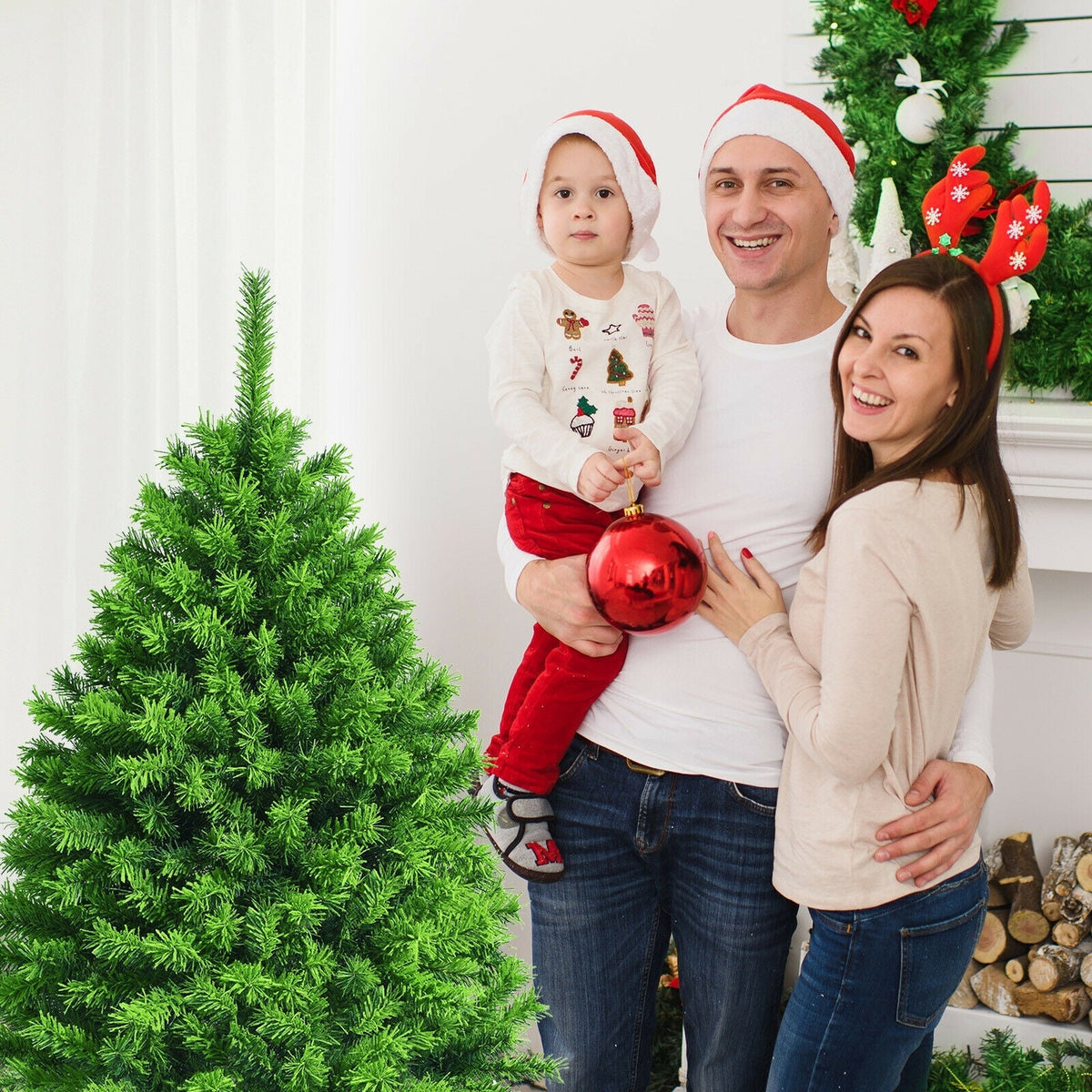 Snow Flocked Artificial Christmas Tree with Metal Stand