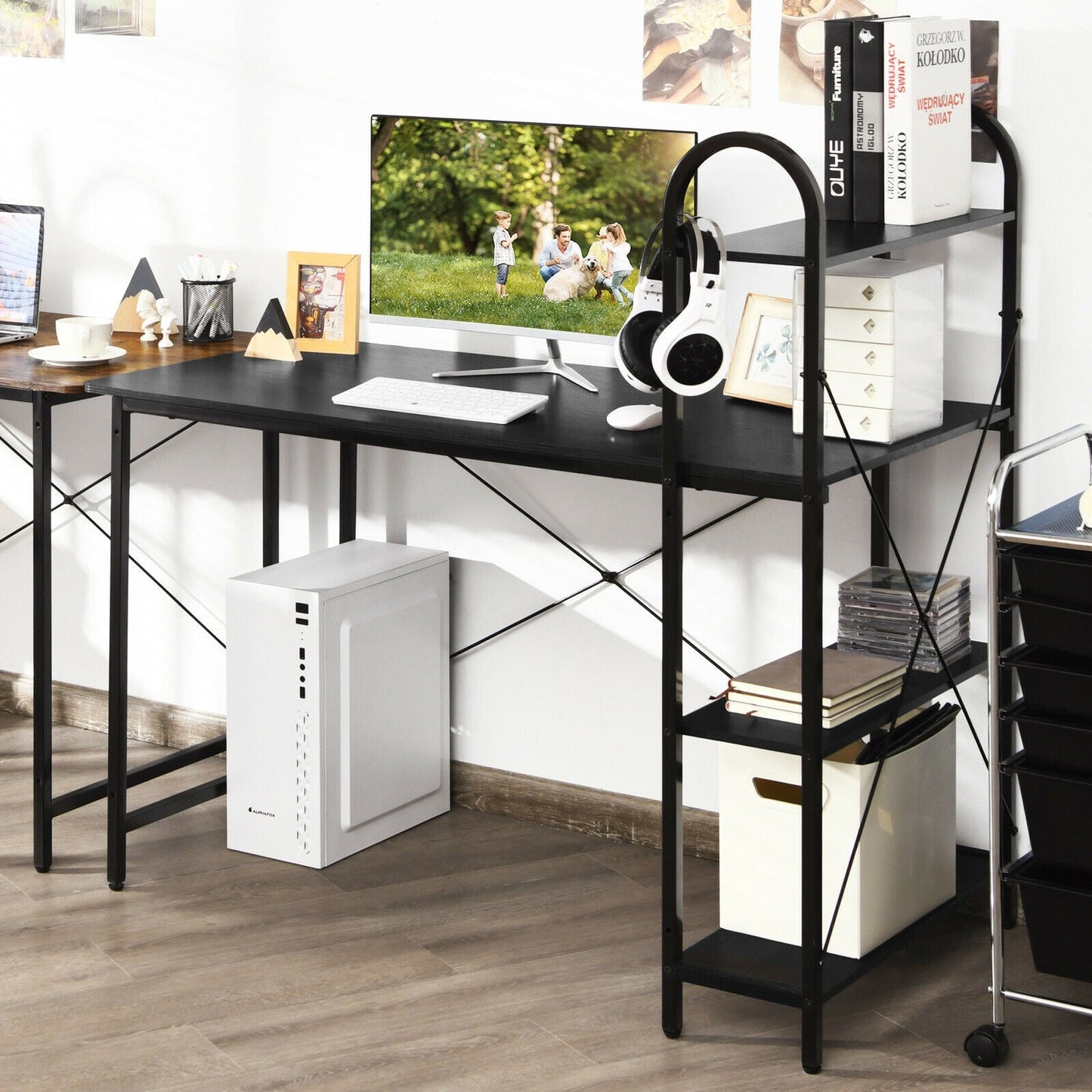 48-Inch Reversible Computer Desk with Storage Shelf