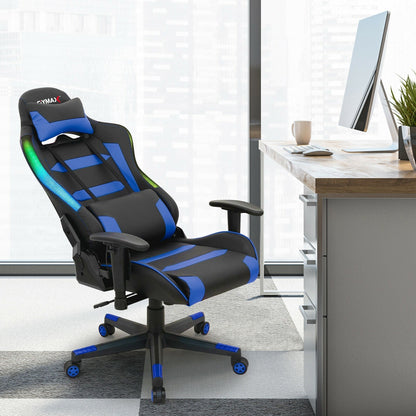 Adjustable Swivel Gaming Chair with LED Lights and Remote