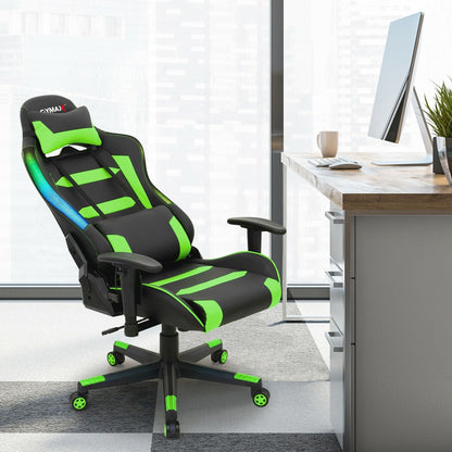Adjustable Swivel Gaming Chair with LED Lights and Remote