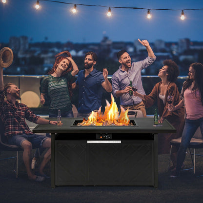 57 Inch 50 000 BTU Rectangular Propane Outdoor Fire Pit Table