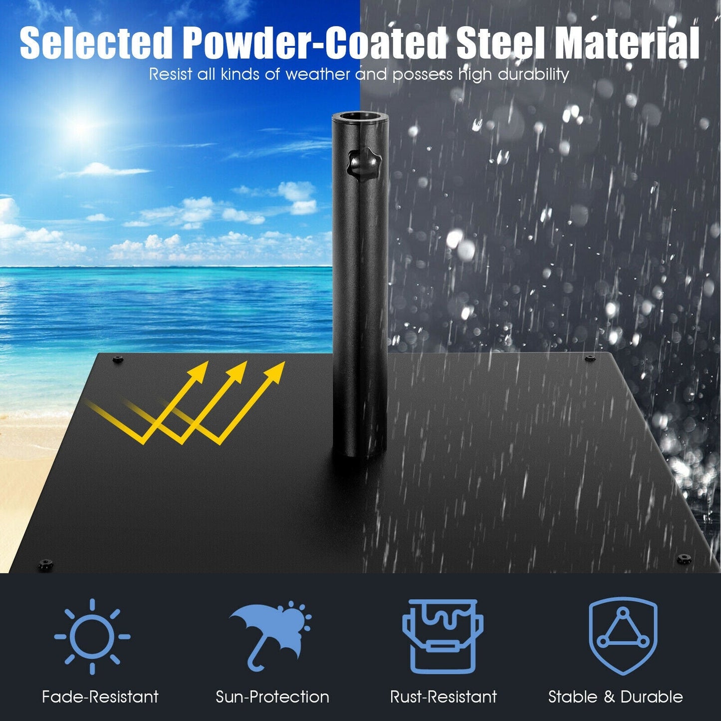 25 Inch Square Patio Umbrella Base 42 LBS Weighted