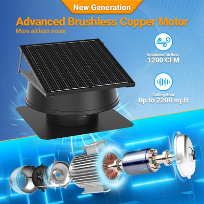 12" Solar Attic Vent Fan -55W